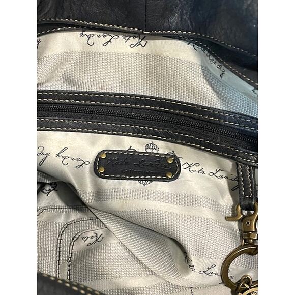 Kate Landry Black Leather Shoulder Bag Buckle Boho Purse - Picture 7 of 11